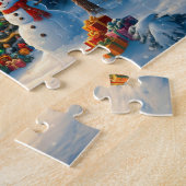 Kerstboom Scene Schattige Herten Fawn Snowman Legpuzzel (Zijkant)