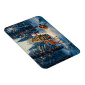 Kerstboom Scene Schattige Herten Fawn Snowman Magneet (Rechterzijde)