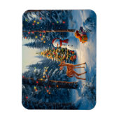 Kerstboom Scene Schattige Herten Fawn Snowman Magneet (Verticaal)
