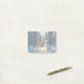 Kerstboom Scene Schattige Herten Fawn Snowman Post-it® Notes (Op bureau)