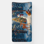 Kerstboom Scene Schattige Herten Fawn Snowman Spandoek (Verticaal)