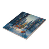 Kerstboom Scene Schattige Herten Fawn Snowman Tegeltje (Zijkant)