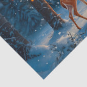 Kerstboom Scene Schattige Herten Fawn Snowman Tissuepapier (Detail)