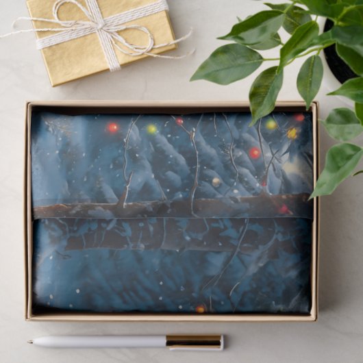 Kerstboom Scene Schattige Herten Fawn Snowman Tissuepapier (Geschenk)