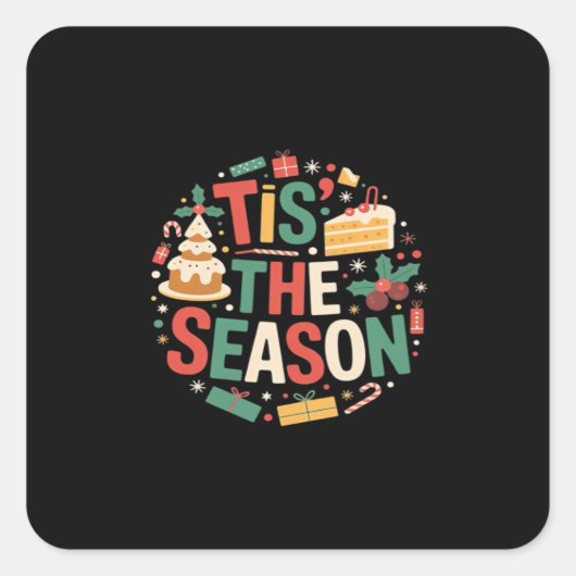 Kerstboom Schattig - Het Is Seizoen Vierkante Sticker (Voorkant)