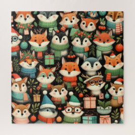 Kerstboom Schattig Kleurige Maretak Vossen Legpuzzel