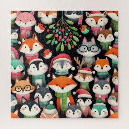 Kerstboom Schattig Kleurige Maretak Vossen Legpuzzel