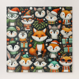 Kerstboom Schattig Kleurige Maretak Vossen Legpuzzel
