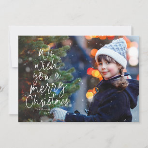 Kerstboom schattig type rood twee foto feestdagenkaart
