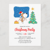 Kerstboom Schattige Puppy Dog Santa Hat Party Uitnodiging Briefkaart (Voorkant)