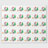 Kerstboom, schattige Yorkshire puppy dog & giften Cadeaupapier (Vlak)