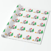 Kerstboom, schattige Yorkshire puppy dog & giften Cadeaupapier (Uitgerold)