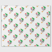 Kerstboom, schattige Yorkshire puppy dog & giften Cadeaupapier (Vlak)