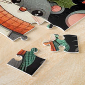 Kerstboom Schattigee kleurrijke Mistletoe Mice Legpuzzel (Zijkant)