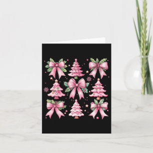 Kerstboom Schattigee Retro Coquette Bow Roze Vrouw Kaart