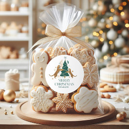 Kerstboom Schattigee Tijgers Vrolijke Kerstretro Ronde Sticker