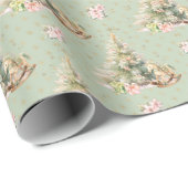 Kerstboom schommelend paard inpakpapier (Rol Hoek)