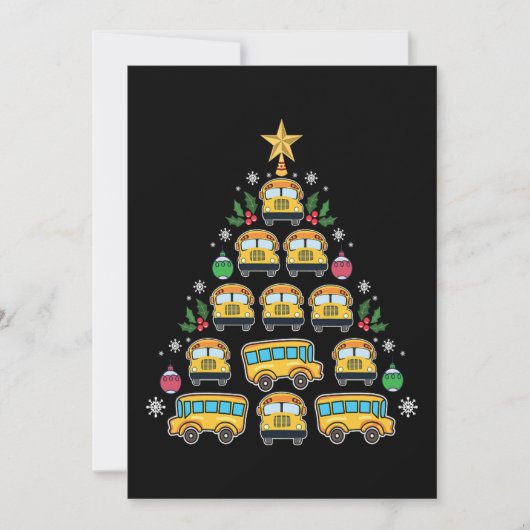 Kerstboom Schoolbus Grappige Chauffeur Kerstmis Feestdagenkaart (Voorkant)