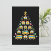 Kerstboom Schoolbus Grappige Chauffeur Kerstmis Feestdagenkaart (Staand voorkant)