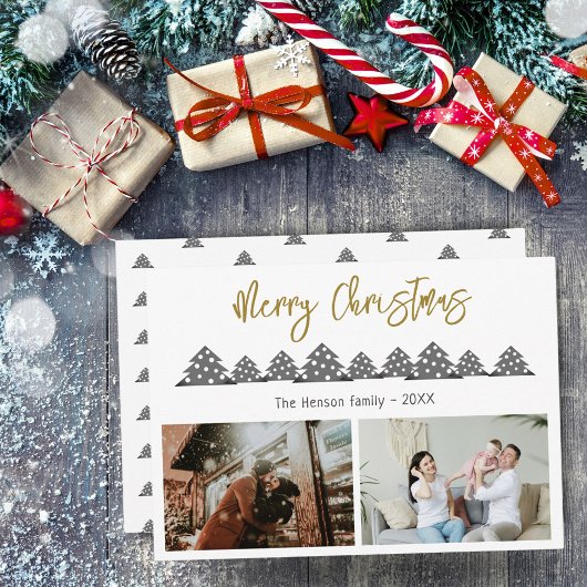 Kerstboom Script Familie 2 Foto  Feestdagenkaart