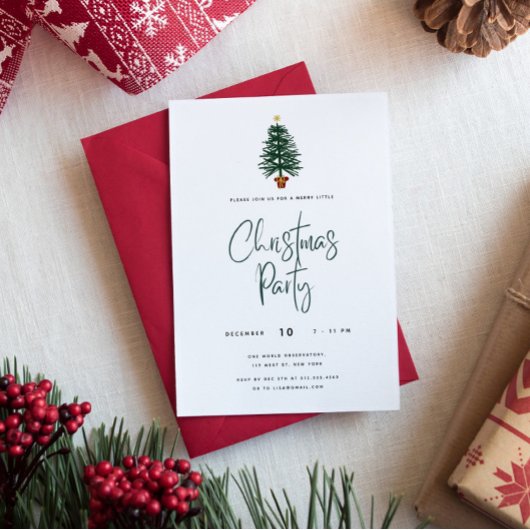 Kerstboom Script Kerstfeest uitnodiging