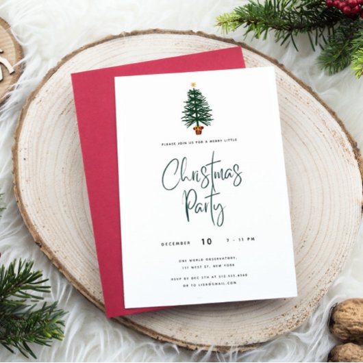 Kerstboom Script Kerstfeest uitnodiging