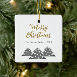 Kerstboom Script Minimalistisch Festief Familie Keramisch Ornament