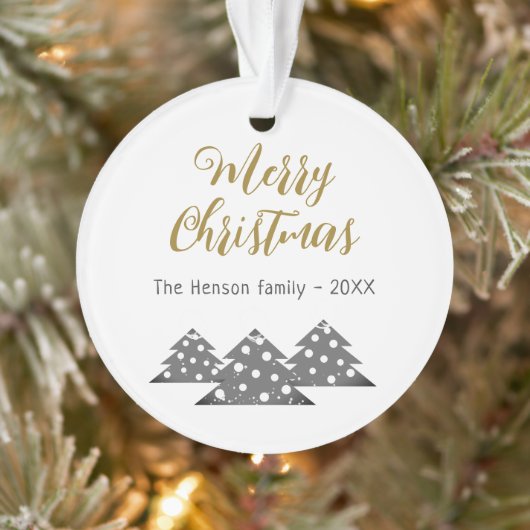 Kerstboom Script Minimalistisch Festief Familie Ornament (Boom)