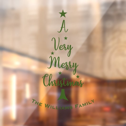 Kerstboom script sterren familie groen raamsticker (Vel 2)