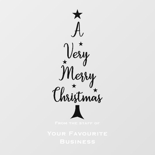 Kerstboom script sterren wit zwart raamsticker (Vel)