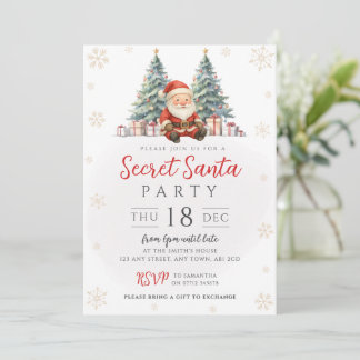 Kerstboom Secret Santa Cadeaubon Invitatie Kaart