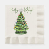 Kerstboom servetten van verlicht keramiek in retro (Voorkant)