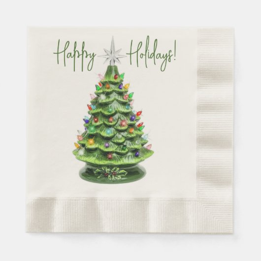 Kerstboom servetten van verlicht keramiek in retro (Voorkant)