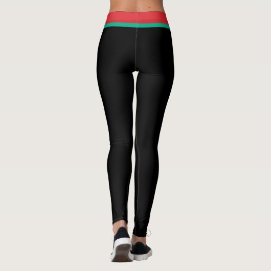 Kerstboom Side Stripe Zwarte Leggings (Achterkant)