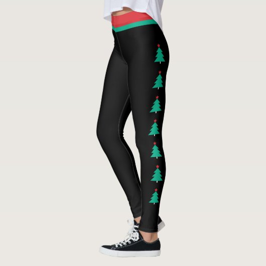 Kerstboom Side Stripe Zwarte Leggings (Links)