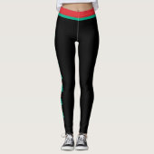 Kerstboom Side Stripe Zwarte Leggings (Voorkant)