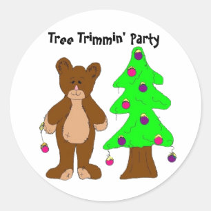Kerstboom Sieren Feestje Ronde Sticker