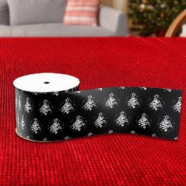 Kerstboom Silhouet Modern Vakantie Zwart Grosgrain Lint