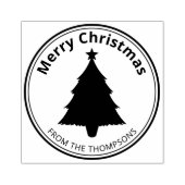 Kerstboom Silhouet Vorm Prettig Kerstfeest Rubberstempel (Afrduk)