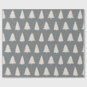 Kerstboom silhouet zilver-grijs cadeaupapier (Vlak)
