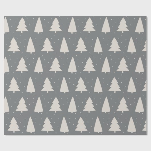 Kerstboom silhouet zilver-grijs cadeaupapier (Vlak)