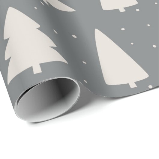 Kerstboom silhouet zilver-grijs cadeaupapier (Rol Hoek)