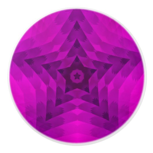 Kerstboom Silhouette en Paarse sterrengradiënt Keramische Knop (Voorkant)