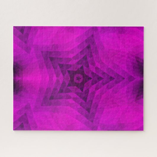 Kerstboom Silhouette en Paarse sterrengradiënt Legpuzzel (Horizontaal)