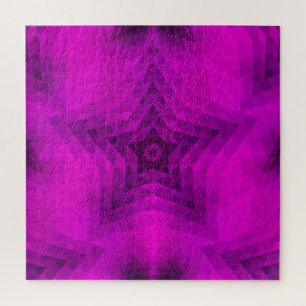 Kerstboom Silhouette en Paarse sterrengradiënt Legpuzzel