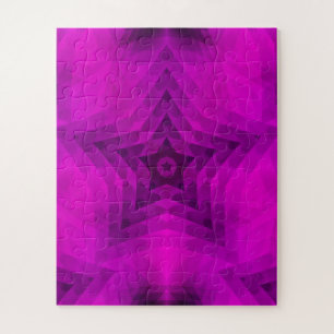Kerstboom Silhouette en Paarse sterrengradiënt Legpuzzel
