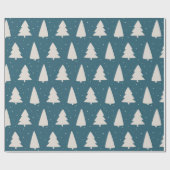 Kerstboom silhouetten blauwgroen cadeaupapier (Vlak)