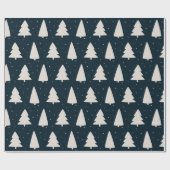 Kerstboom silhouetten wit & blauw cadeaupapier (Vlak)