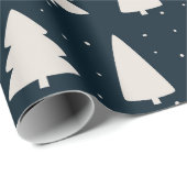 Kerstboom silhouetten wit & blauw cadeaupapier (Rol Hoek)