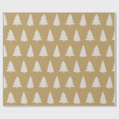 Kerstboom silhouetten wit & goud cadeaupapier (Vlak)